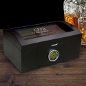 Personalized Wedding 120 Ct. Portofino Tinted Glass Humidor w External Digital Needle & Numeric Disp.