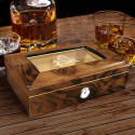 Personalized With Name and Initial Addison 40 Ct Walnut Burl Gloss Finish Humidor
