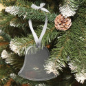 Personalized Bell Shaped Glass Ornament with White Ribbon