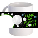Personalized "I Live on Planet Golf!" Beautiful Decorative Coffee Mug