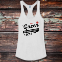 Personalized Queen Reigning Birthday Shirttail Satin Jersey Tank