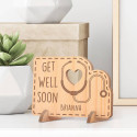 Personalized Ambulance-Shaped Get Well Soon Wooden Gift Card feat Stethoscope