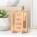 Personalized Get Well Soon Wooden Gift Card feat a Thermometer