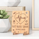 Personalized Get Well Soon Wooden Gift Card feat Heart Rate
