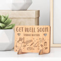 Personalized Get Well Soon Wooden Gift Card feat Medical Equipment