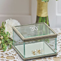 Personalized Anniversary Square Keepsake Glass Display Box with Hinged Cover