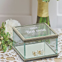 Personalized Bestman Square Keepsake Glass Display Box with Hinged Cover