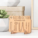 Personalized Best Doctor's Name Wooden Gift Card feat Doctor's Tools