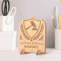 Personalized Justice for All Judges Wooden Gift Card feat a Gavel