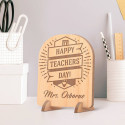 Personalized Happy Teacher's Day Teacher's Name Wooden Gift Card feat Pen