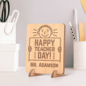 Personalized Happy Teacher's Day Wooden Gift card feat Smiley Face