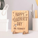 Happy Teacher's Day Wooden Gift Card with Love Hearts