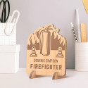 Personalized Firefighter’s Name Wooden Gift Card feat Fire Extinguisher