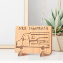 Personalized Post Man's Name Wooden Card with Delivery Van Detail