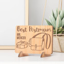 Personalized Best Postman's Name Wooden Card with Delivery Bag Detail