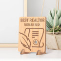 Personalized Best Realtor’s Name Wooden Gift card feat Office Files