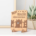 Personalized Best Realtor's Name Wooden Gift card feat Love Hearts & House Detail