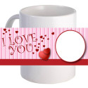 Personalized "Pink Stripe Love" Coffee Mug With Custom Printed Image