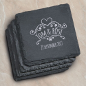 Personalized Set of 4 Square Slate Coasters for Wedding