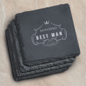 Personalized Bestman Set of 4 Square Slate Coasters