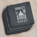 Personalized Barbeque Set of 4 Square Slate Coasters