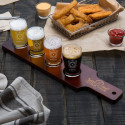 Personalized Core Beer Flight Set, 4 Beer Pub Taster Glasses with 4-Hole Red-Brown Wood Paddle