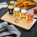 Personalized Initial and Name 4 Core Beer Flight Pub Taster Glasses with Wood Sampler Tray