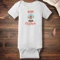 Personalized Merry Snowy Chrismtas Short Sleeve Baby Rib Bodysuit
