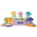 Beautiful Multicolour Gingham Print Baby Socks With Frills 6 Pack
