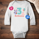 Personalized Birthday Cake Infant Long Sleeve Bodysuit