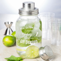 Personalized Glass Mason Jar Bar Shaker with Metal Top
