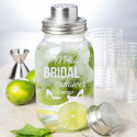 Personalized Bridal Shower Glass Mason Jar Bar Shaker with Metal Top