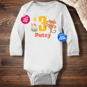 Personalized Monkey Birthday Infant Long Sleeve Bodysuit