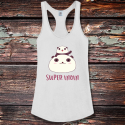 Personalized Super Mom Shirttail Satin Jersey Tank