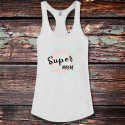 Personalized Being Super Mom Shirttail Satin Jersey Tank