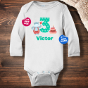 Personalized Birthday Cake Infant Long Sleeve Bodysuit