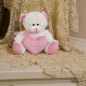 Plush Cutie Pie Bear With Pink Heart Pillow Beautiful Gift For Someone