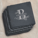 Personalized Name Set of 4 Square Slate Coasters