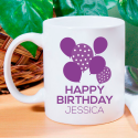 Happy Birthday Personalized Mug with Purple Balloons For Birthday Gift