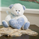 Plush Boy Cutie Pie Bear Blue Heart Pillow Lovely Gift Any Occasion