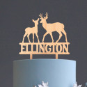 Custom Wood Wedding Cake Topper with Deers