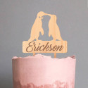 Custom Wood Wedding Cake Topper with Carved Penguins
