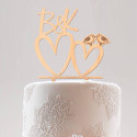 Custom Wood Wedding Cake Topper with Hearts