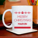 Personalized Merry Christmas Mug With Name, Initial Printed On It