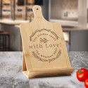 Personalized This Kitchen Cooks With Love Bamboo Standing Chef's Easel, Custom Recipe Cookbook Holder