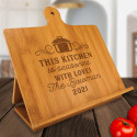 Personalized This Kitchen Is Seasoned With Love Bamboo Standing Chef's Easel, Customized Recipe Cookbook Holder