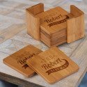 Personalized Best Man Coasters, Bamboo Coaster Set of 6 with Holder, Best Man Gift Ideas
