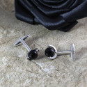 Simple And Elegant Understated Black and Silver Cuff Links