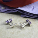 Silver and Purple Barbell Cuff Links Perfect Color For Any Outfit
