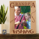 Personalized When the Going Gets Tough Grandpa Goes Fishing Wooden Picture Frame